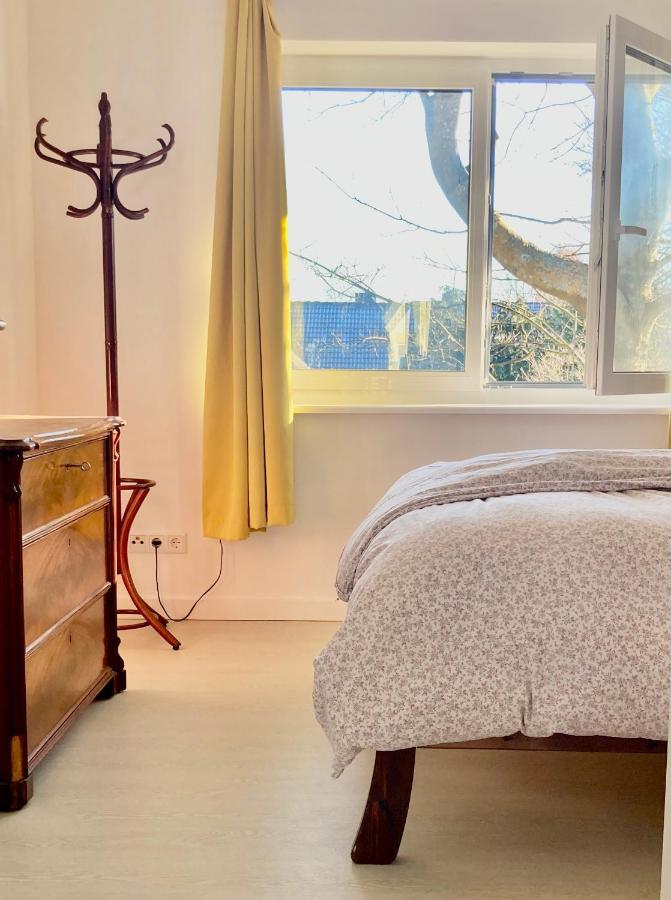 Gemütliche Wohnung mit Sonnenterrasse im blauen Holzhaus Husum  Exterior foto